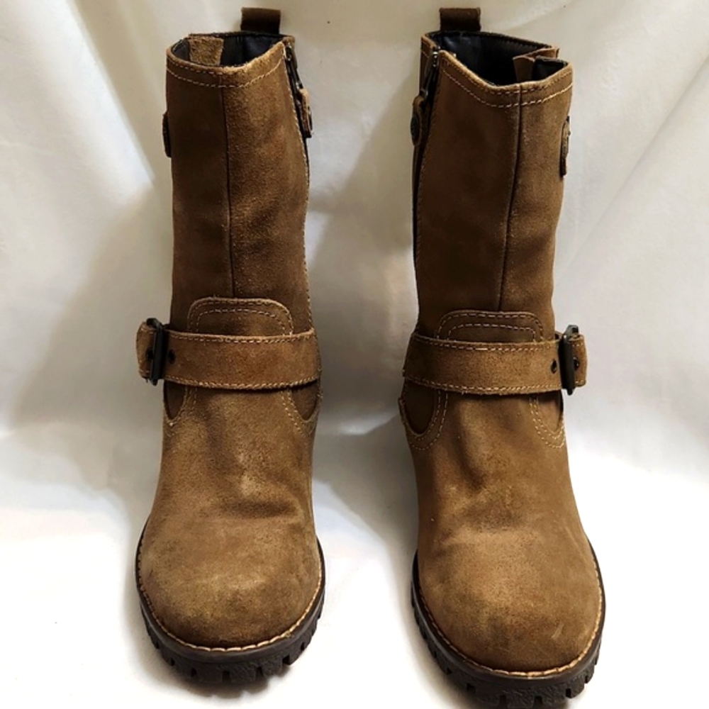 Bussola Brown Heeled Boots with Chunky Design and Mid-Calf Height (w size 38)